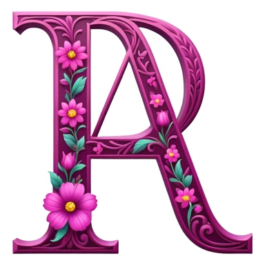 Magenta flowery romantic alphabet letter sticker