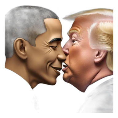 Obama and trump kiss sticker
