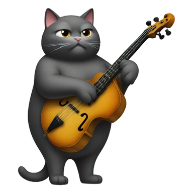Obese cat playing stand up bass sticker
