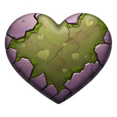 Slightly mossy heart shaped natural purplish rock sticker