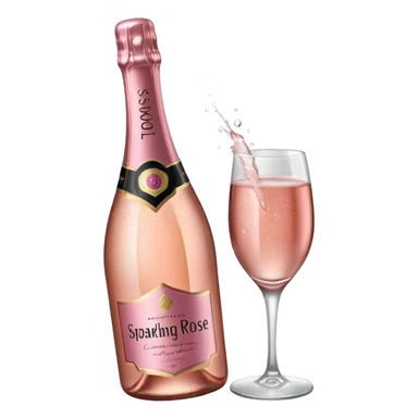 bottle of sparkling rose champagne tilted up and to the right, no glass sticker