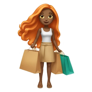 Tan girl with long orange hair holding shopping bags sticker