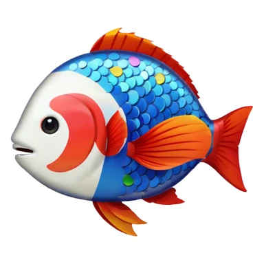 white colored pixel fish cute confetti  sticker