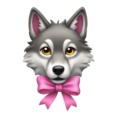 A wolf with a pink bow sticker