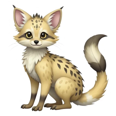 Feral Rare Fantasy cute realistic pastel tropical Vernid-Trico-species by LiLaiRa, random markings, tufted tail, tufted ears, full body sticker