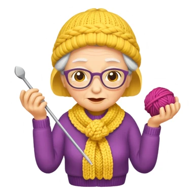 knitting grandma yellow sticker