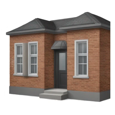 brick house with dark grey windows and grey flat roof sticker