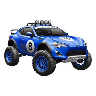 2013 scion fr-s ultramarine off road 4wd monster Baja dessert stadium racer number 86 with large mirror chromed wheels and wide long travel suspension  sticker
