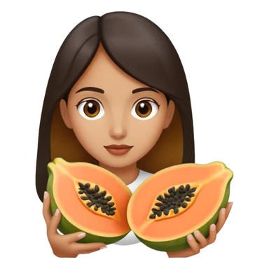 Beautiful body of  Girl beautiful body holding one half of papaya sliced in half sticker