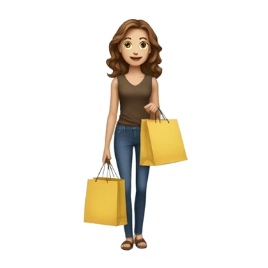 White woman with brown hair with shopping bags sticker