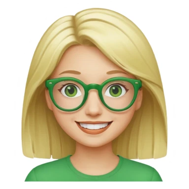 give her blond hair and green glasses sticker