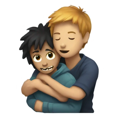 Female monster hugging human boy sticker