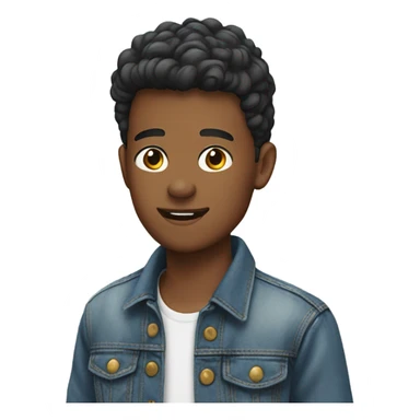 young man in denim jacket sticker