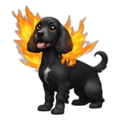Cocker noir et feu sticker