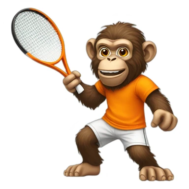 ape playing tennis in orange shirt sticker
