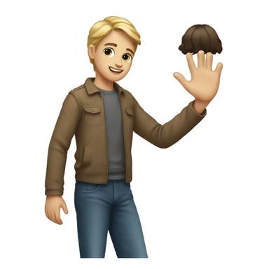 Young man giving a hand to a young woman sticker