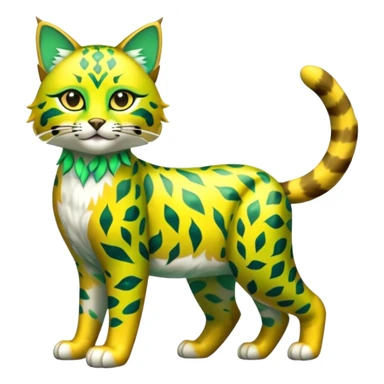 Shiny Tropical Exotic Green and Yellow Electrike-Sprigatito-Bobcat-Amaura-Aurorus-Shiny-glorp-cat-fusion (full body) sticker