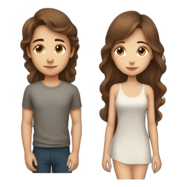 Beautiful Girl with long brown hair and boy with short brown hair sleeping at night sticker
