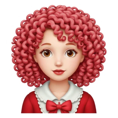 girl with curly hair made out of peppermint candy sticker