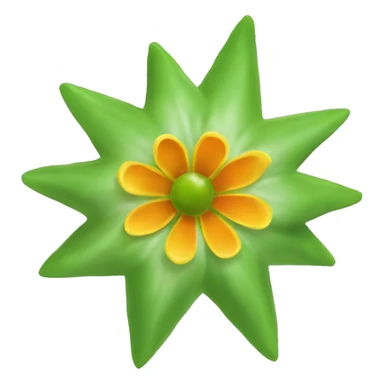 star-shaped flower with a greenish-yellow color. Inside the flower, include a small, round, reddish-orange berry. sticker
