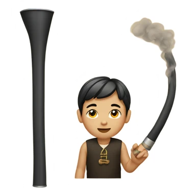 Asian boy with pipe sticker
