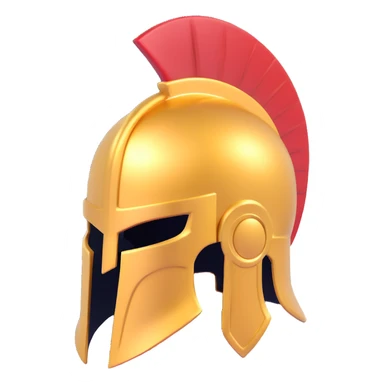 Spartan warrior helmet, 3D emoji style, smooth, shiny, detailed sticker