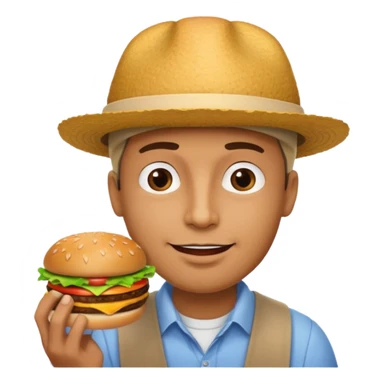 man eating hamburger  sticker
