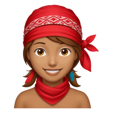 brown haired woman with wearing red bandana sticker
