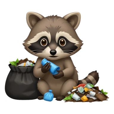 Raccoon eating garbage sticker
