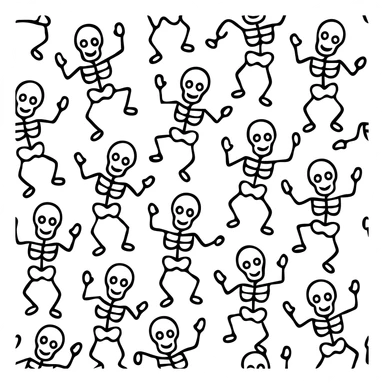 Halloween seamless pattern with dancing skeleton's  sticker