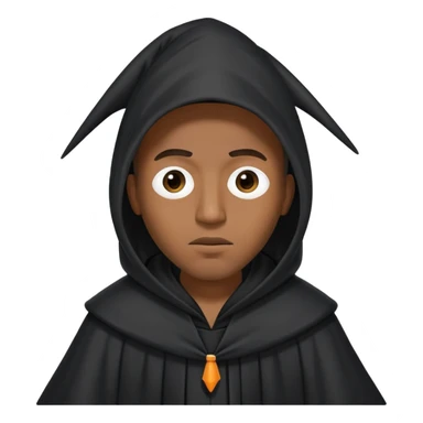 Rapping black male wearing Tall black robe with cone-shaped hood covering face, two eyes slightly visible through slit.” sticker
