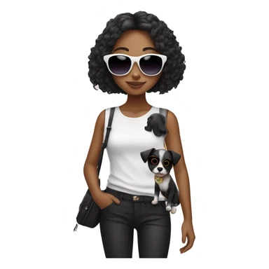 girl with black and white puppy and sunglasses sticker
