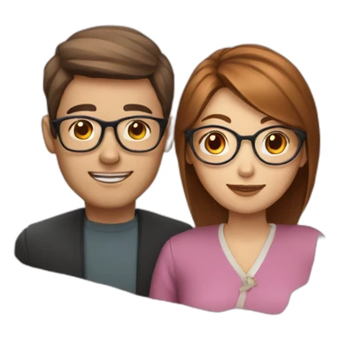 Read head girl and chinese man with glasses sticker