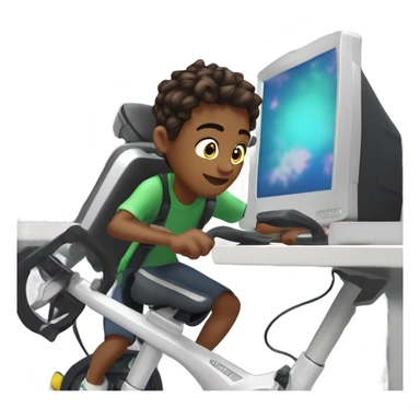 Peddle powered gaming computer driven by a teenage boy  sticker