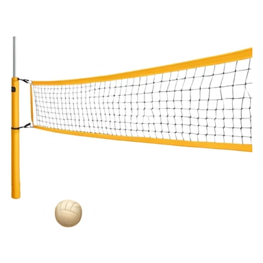 A close-up volleyball net with a ball hovering above it, set against the backdrop of a sandy volleyball court. The scene highlights the tension of an impending play, with the court lines clearly visible and a bright, sunny atmosphere surrounding the action. sticker