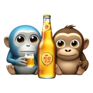 Fish and monkey drinking beer  sticker