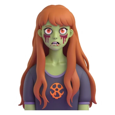 zombie girl with long ginger hair and bangs sticker