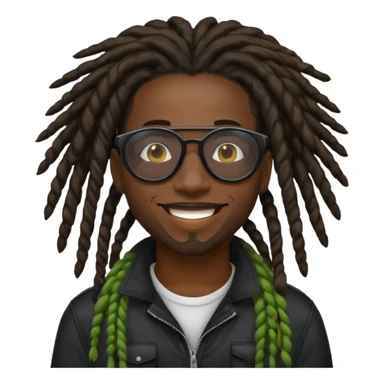 a black african guy with dreadlocks, wearing black shades and aura farming emoji sticker