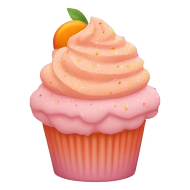 cupcake with light pink frosting and light orange cupcake wrapper and peach sprinkles and orange sugar sprinkles… no brown or fruit on top sticker