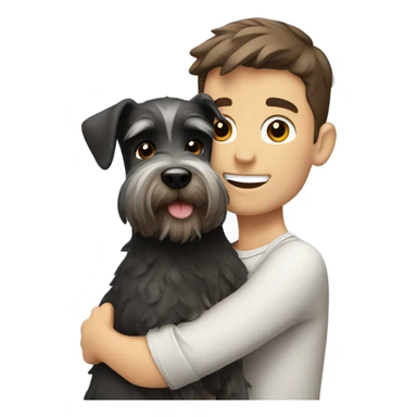 White Boy with dark brown hair and schnauzer hugging  sticker