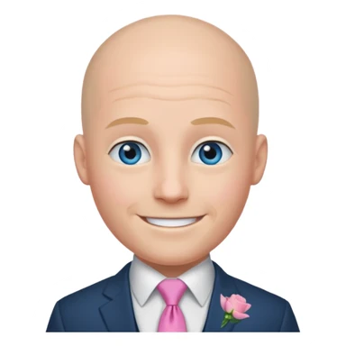 Bald blue eyed groom  with  pink tye  sticker