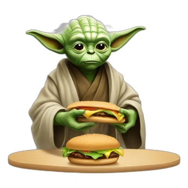 Yoda qui mange un burgers sticker