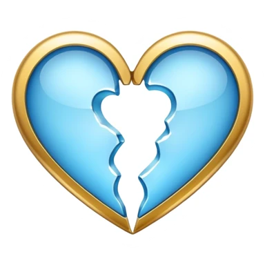 heart split in two, left side icy blue, right side shiny gold sticker