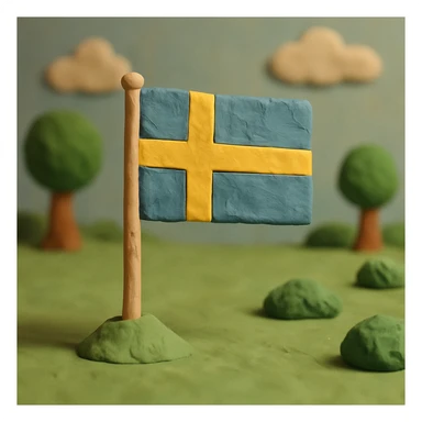 svenska flaggan, Swedish flag, claymation style, matte plasticine texture, pastel colors sticker