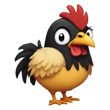 emo chicken with black hair and face tats sticker
