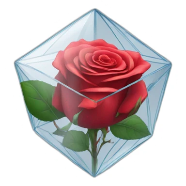 Red Rose in glass octahedron sticker