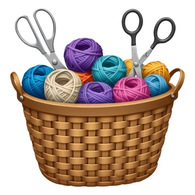 A tidy basket with neatly arranged skeins and scissors. sticker