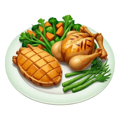 1 protein (chicken, fish)
 + 2 (or more) veggies
 + 1 starch (sweet potato or grain) sticker