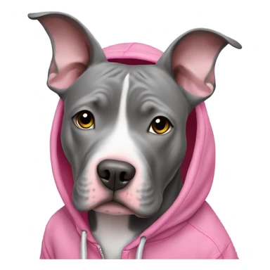 Grey pitbull in pink hoodie  sticker