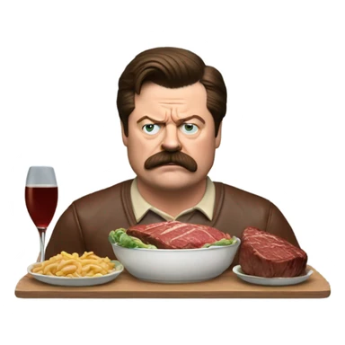 Ron Swanson eating steak watching football sticker
